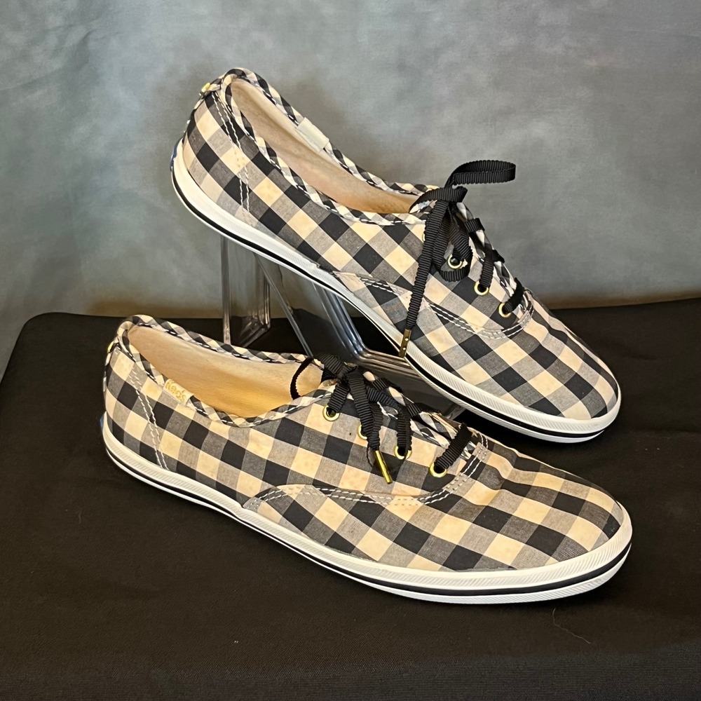 Keds x Kate Spade‎ Champion Plaid Sneaker Black White Gingham Womens 7.5